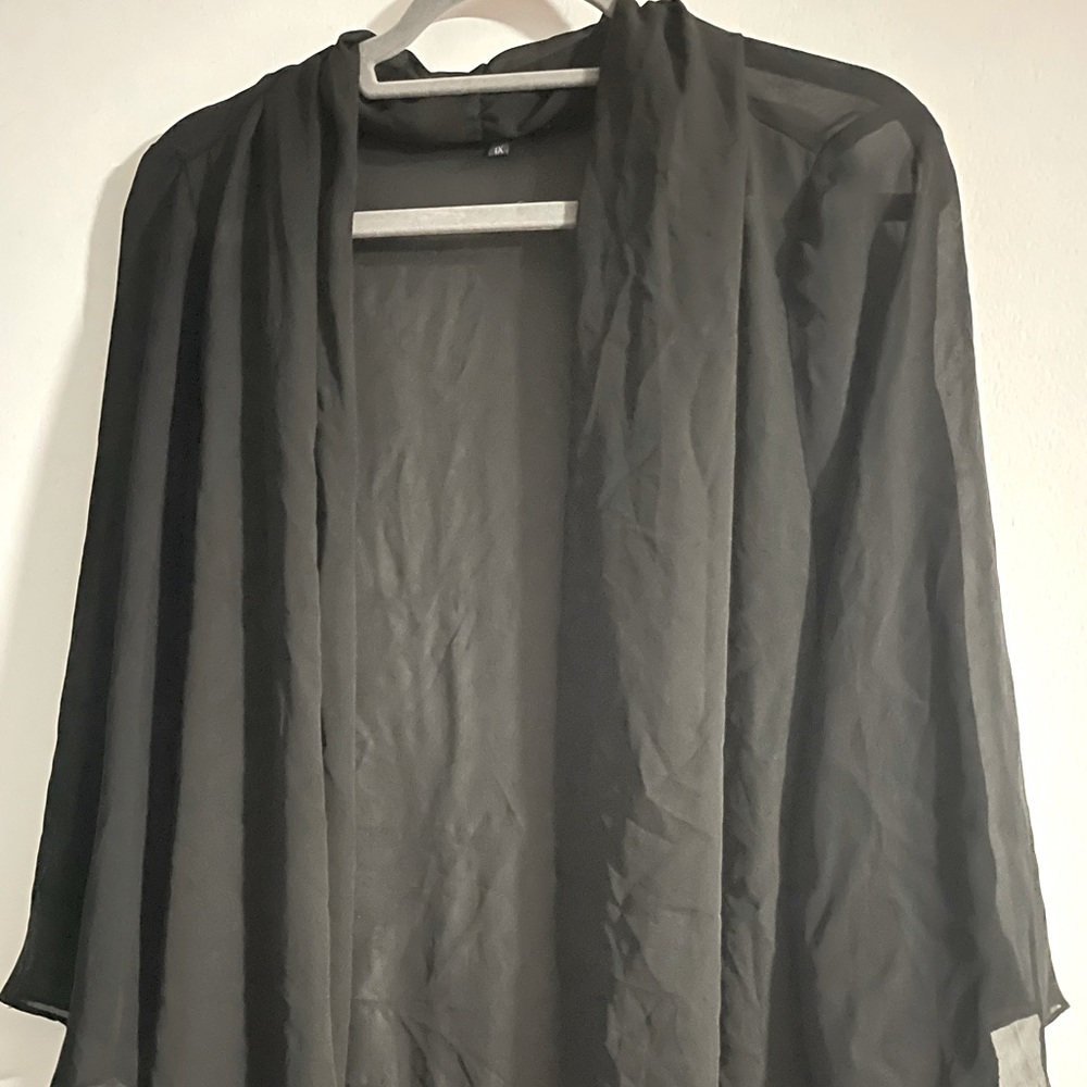Addition Elle Ladies Black Sheer Cardigan Size 1X